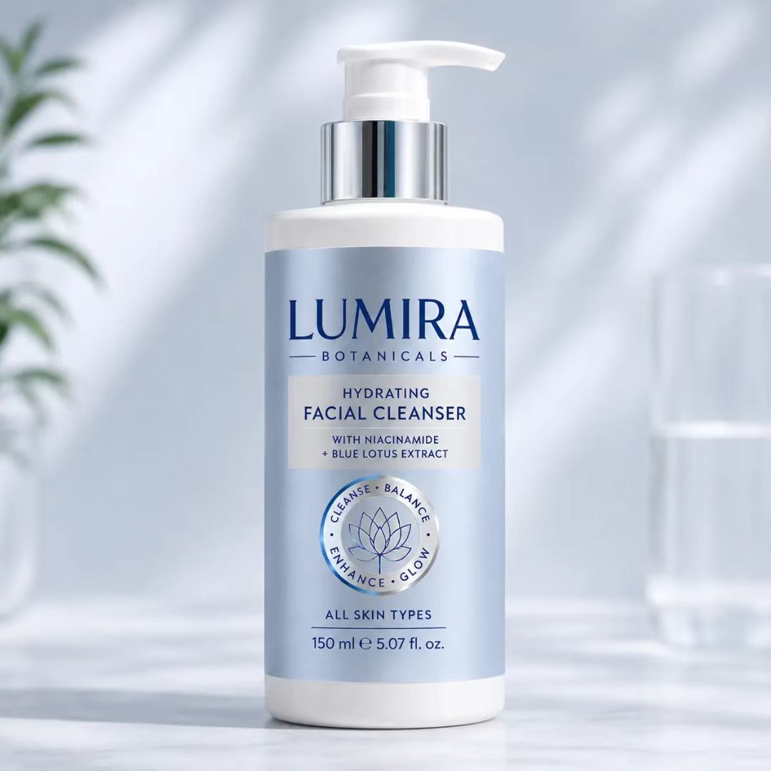 Luxury Skincare Labels - Label Logam BOPP Foil Biru/Perak Mewah