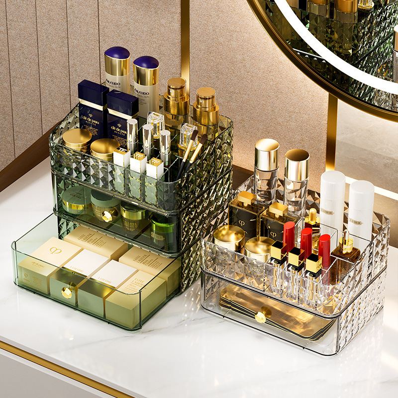 Luxury High End Skincare - Kotak Penyimpanan Kosmetik Motif Berlian, Mewah,