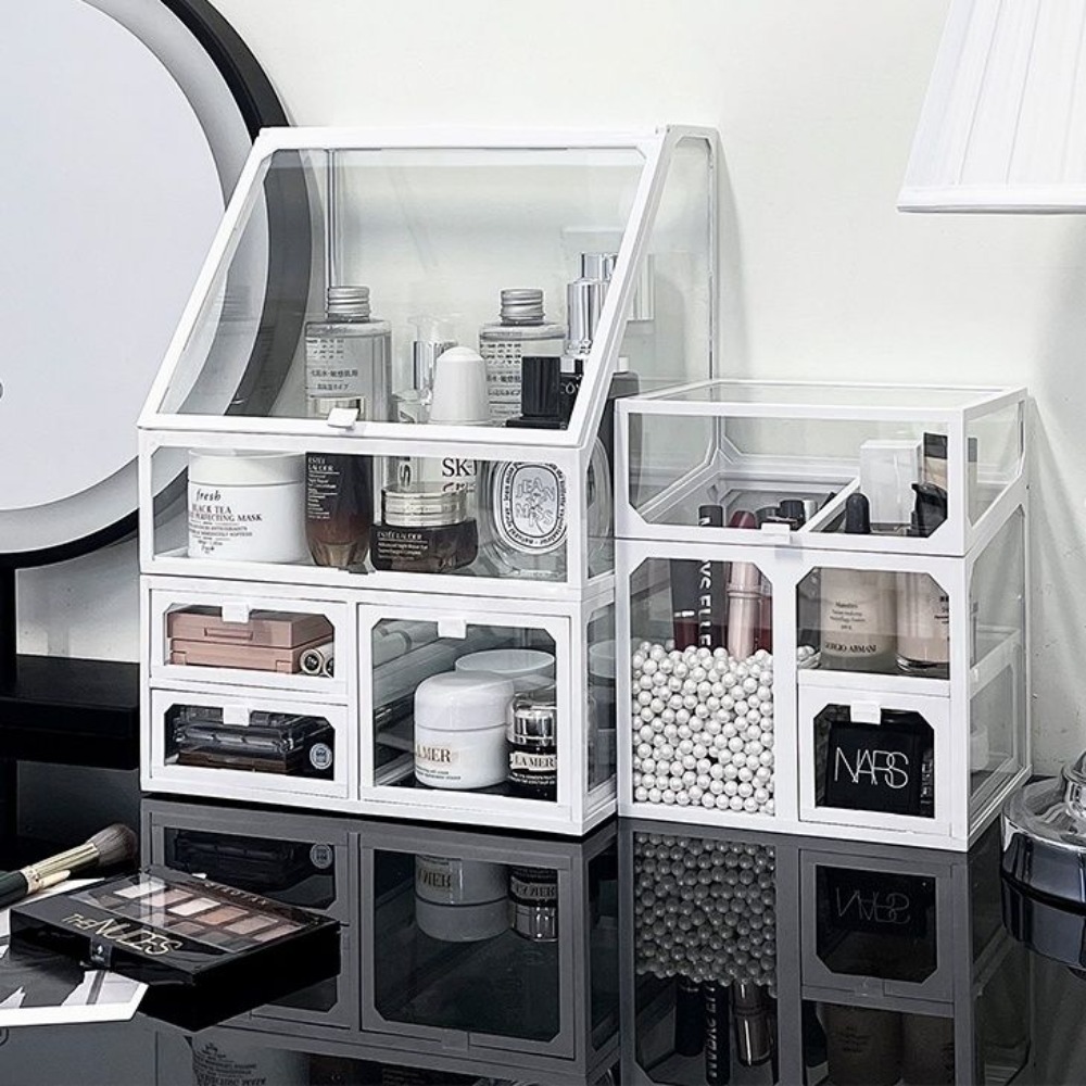 Luxury High End Skincare - Kotak penyimpan kosmetik kaca, kotak Dandan
