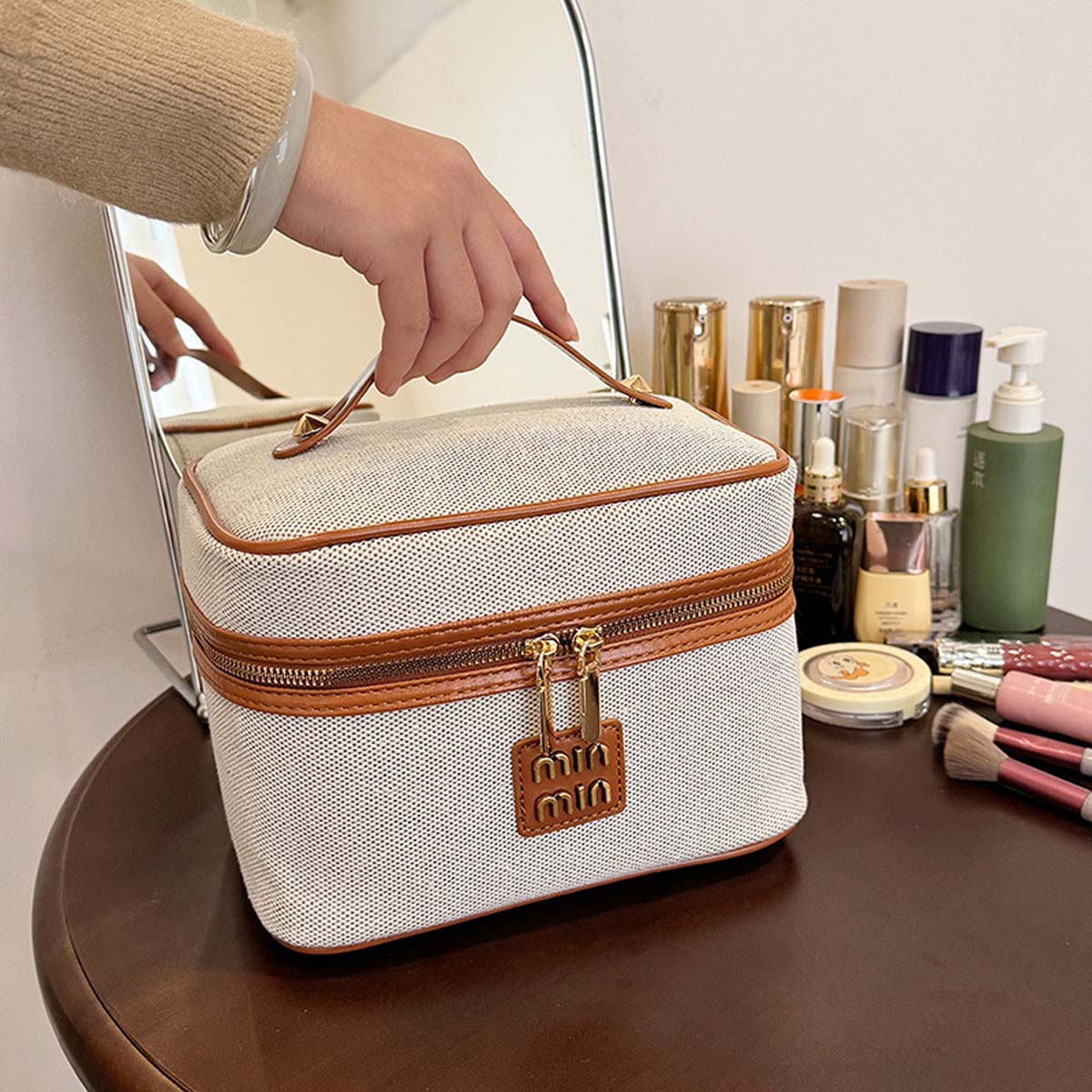 Tas organizer kanvas minimalis - Luxury Skincare Labels ulasan dan harga