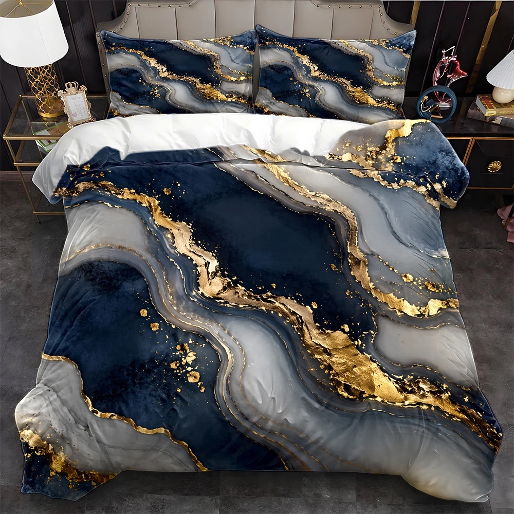 Set Selimut Motif Marmer Biru  - Luxury High End Skincare ulasan dan harga