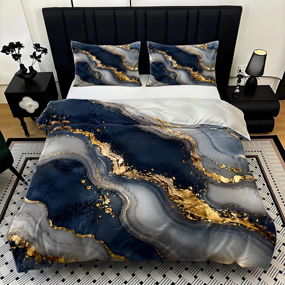 Set Selimut Motif Marmer Biru  - Luxury High End Skincare ulasan dan harga